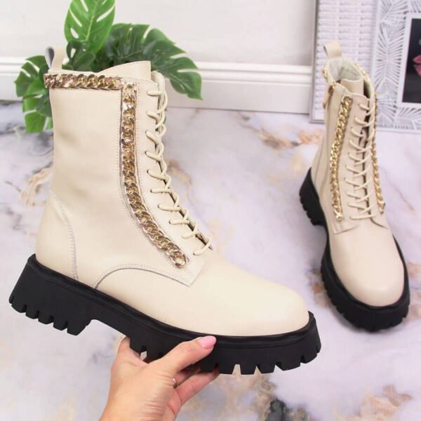 Artiker W HBH40 Insulated Leather Ankle Boots with Chain