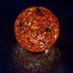 DECORATIVE BALL LAMP WITH SPIDER LED 15CM HALLOWEEN ORANGE - Image 2