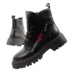 Lee Cooper boots, womens boots, leather boots, black, red, warm