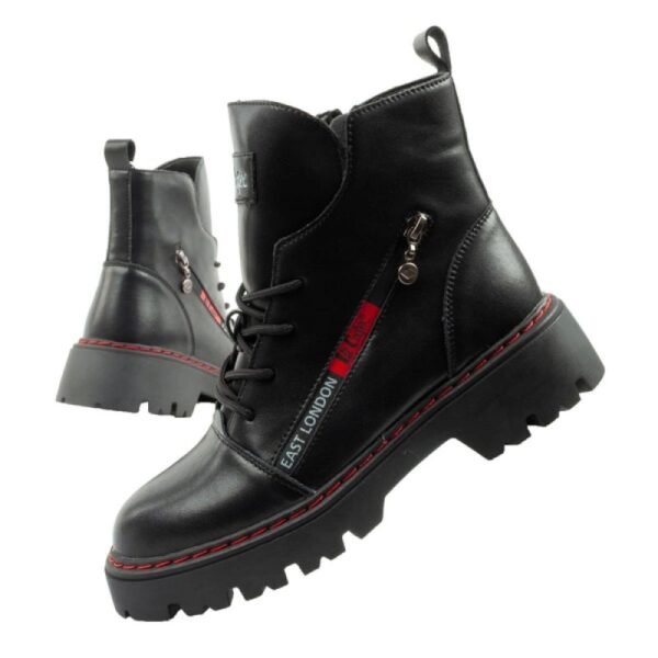 Lee Cooper boots, womens boots, leather boots, black, red, warm
