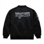 Mitchell Ness Lightweight Satin Bomber San Antonio Spurs M Jacket SJKT6599-SASYYPPPBLCK - Image 2