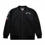 Mitchell Ness Lightweight Satin Bomber San Antonio Spurs M Jacket SJKT6599-SASYYPPPBLCK