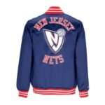 Mitchell Ness NBA Heavyweight Satin Jacket New Jersey Nets OJBF3413-NJNYYPPPNAVY - Image 2