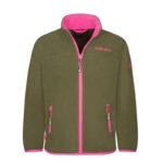 Trollkids Girls Oppdal Jacket XT sporty fleece jacket with zip, green (415-194)