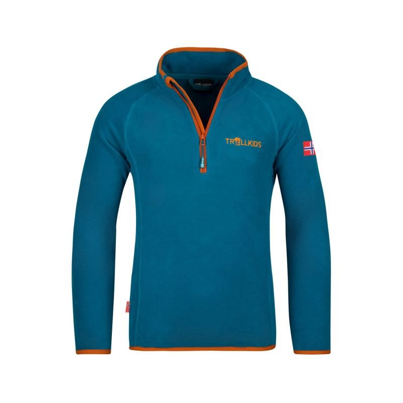 lupin-wear-ca-trollkids-kids-nordland-half-zip-unisex-fleece-sweatshirt-deep-lagoon-cinnamon-lightweight-and-breathable-blue-707-178-1159377 Trollkids Kids Nordland Half