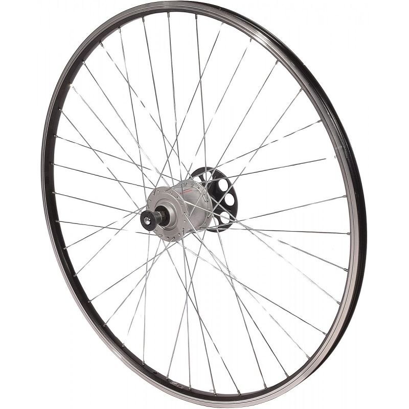 lupin-wear-ca-28-inch-front-wheel-with-shimano-hub-black-rim-1839258 28 INCH FRONT WHEEL WITH SHIMANO HUB BLACK RIM - Image 1