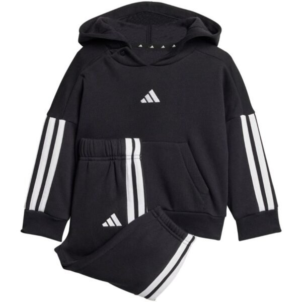 adidas Essentials Joggers 3 Stripes Fleece Hoodie Tracksuit for Kids Black JD6484