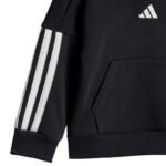 adidas Essentials Joggers 3 Stripes Fleece Hoodie Tracksuit for Kids Black JD6484 - Image 7