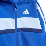 adidas Essentials Tiberio 3 Stripes Fleece Tracksuit for Kids Blue KC6004 - Image 6
