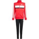 adidas Seasonal Essentials Tiberio 3-Stripes Tricot Kids Tracksuit Red and Black JI6214 - Image 2