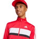 adidas Seasonal Essentials Tiberio 3-Stripes Tricot Kids Tracksuit Red and Black JI6214 - Image 5