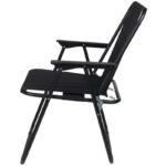 CAMPING CHAIR WITH ARMRESTS 52x44x75CM FOLDING BLACK - Image 3
