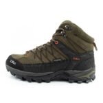 CMP Rigel mens trekking shoes, leather, durable, waterproof, high-ankle, olive - Image 2