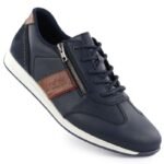 Comfortable mens leather shoes, navy blue, Rieker 11927-14