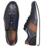 Comfortable mens leather shoes, navy blue, Rieker 11927-14 - Image 3