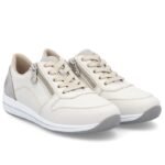 Cream Rieker N1100-80 womens leather sports shoes - Image 2
