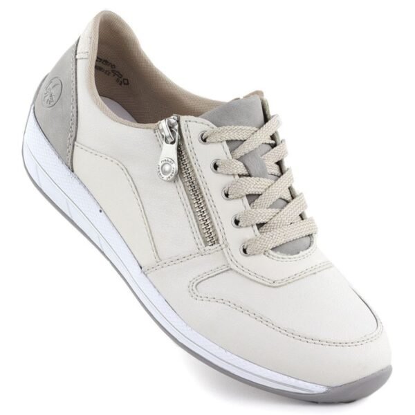 Cream Rieker N1100-80 womens leather sports shoes