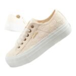 Lee Cooper womens lace sneakers beige platform