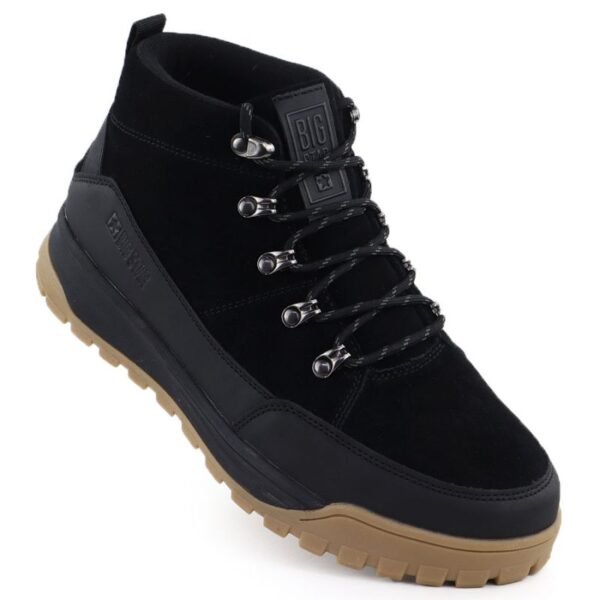 Mens leather boots, unlined, black, Big Star SS174265