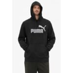 Puma mens black fashionable cotton kangaroo sports hoodie - Image 2