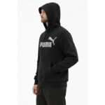 Puma mens black fashionable cotton kangaroo sports hoodie - Image 3