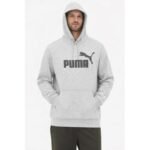 Puma mens gray fashionable cotton kangaroo sports hoodie - Image 2