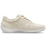 Rieker 52546-60 womens perforated leather shoes in beige - Image 5