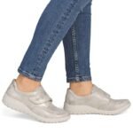 Rieker 59552-62 comfortable womens shoes with Velcro, beige and gold - Image 5