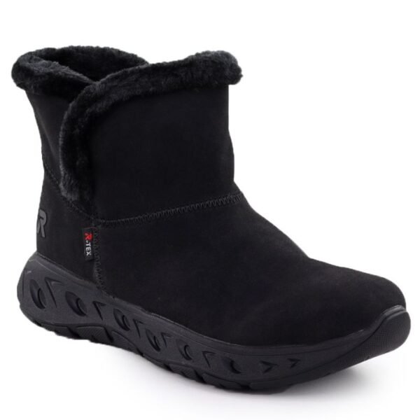 Rieker M6554-00 Waterproof Womens Snow Boots with Fur Trim, Black