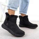 Rieker M6554-00 Waterproof Womens Snow Boots with Fur Trim, Black - Image 6
