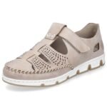 Rieker W RKR651 beige leather velcro openwork shoes - Image 2