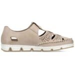Rieker W RKR651 beige leather velcro openwork shoes - Image 3