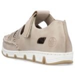 Rieker W RKR651 beige leather velcro openwork shoes - Image 4