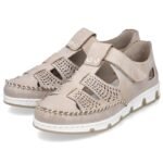 Rieker W RKR651 beige leather velcro openwork shoes - Image 6