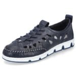 Rieker W RKR652 navy blue openwork leather shoes - Image 2