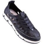 Rieker W RKR652 navy blue openwork leather shoes