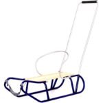 TOMEK METAL SLEDGE WITH BACKREST AND PUSHER, BLUE - Image 2