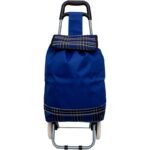 TROLLEY SHOPPING BAG ON WHEELS WITH FRAME 31L BLUE - Image 3