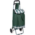 TROLLEY SHOPPING BAG ON WHEELS WITH FRAME 31L GREEN WHITE