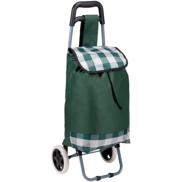 TROLLEY SHOPPING BAG ON WHEELS WITH FRAME 31L GREEN WHITE