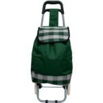 TROLLEY SHOPPING BAG ON WHEELS WITH FRAME 31L GREEN WHITE - Image 3