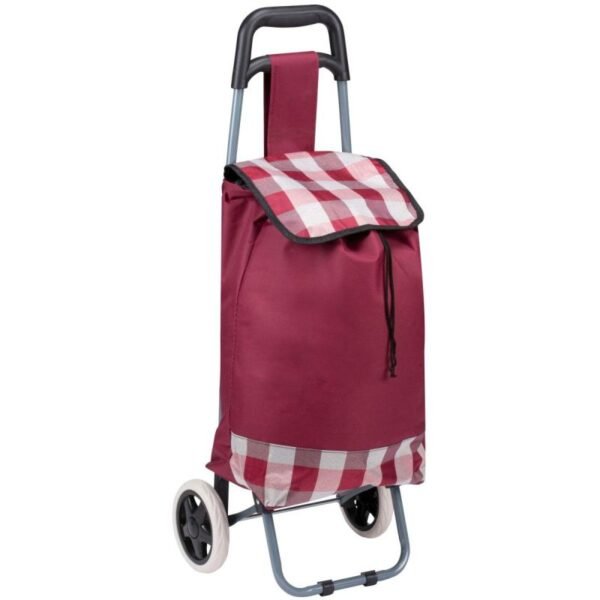 TROLLEY SHOPPING BAG ON WHEELS WITH FRAME 31L RED WHITE