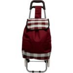 TROLLEY SHOPPING BAG ON WHEELS WITH FRAME 31L RED WHITE - Image 3