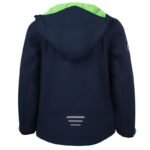 TrollKids Kids Trollfjord Jacket navy/light green softshell jacket with reflective elements (161-120) - Image 2