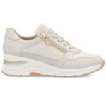 Womens beige leather wedge sneakers Rieker N9301-60 - Image 4