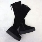 Womens Black Suede Platform Boots Big Star SS274264 - Image 2
