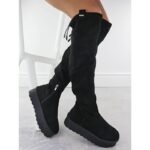 Womens Black Suede Platform Boots Big Star SS274264 - Image 3
