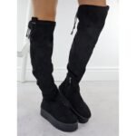 Womens Black Suede Platform Boots Big Star SS274264 - Image 5