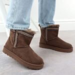 Womens brown suede snow boots Potocki 06303 - Image 6
