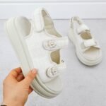 Womens cream platform sandals Potocki PY16337 - Image 2